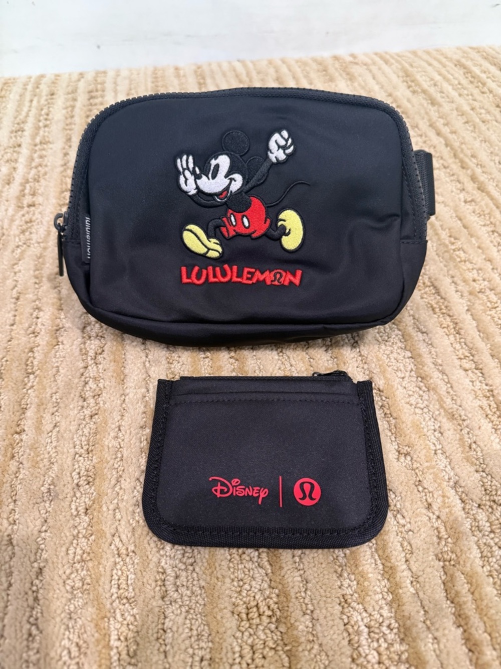 lululemon Disney Black Crossbody Pouch and wallet with Mickey Mouse Embroidery - Picture 2 of 3